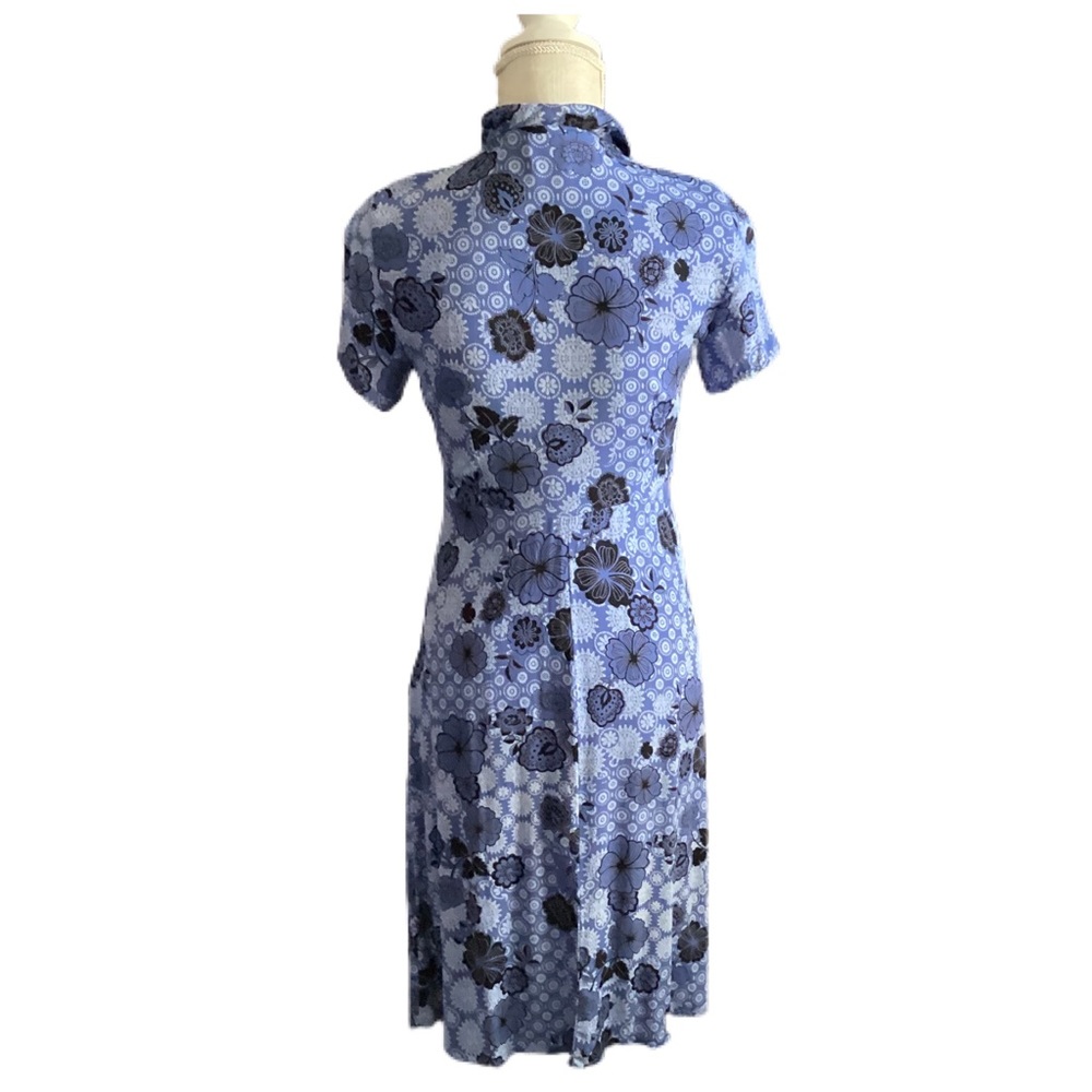 ‼️SOLD‼️ Vtg 90s ULF ANDERSSON rayon crepe Y2K print Blue novelty dress Small. - Picture 2 of 14